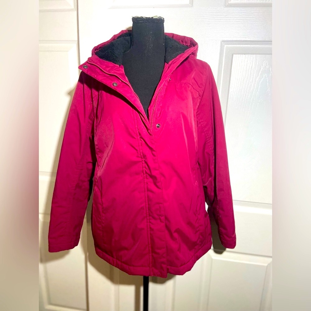 L.L.Bean Women’s Size Small Fleece-Lined Hooded Jacket Parka Magenta Pink